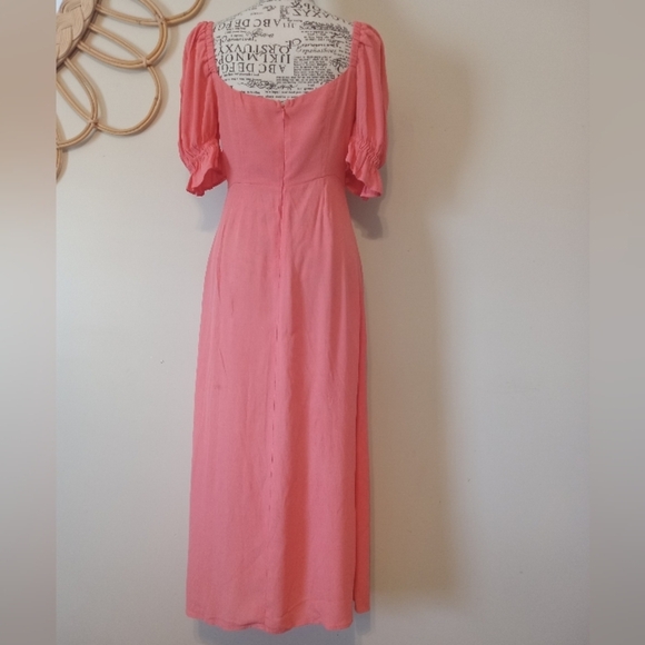 WeWoreWhat Puff-Sleeve Midi Coral Dress Size 4 - Picture 5 of 7